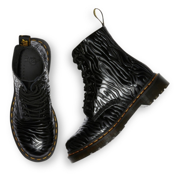 Dr. Martens Shoes - Dr. Martens Black 1460 Pascal Zebra Emboss Boot UK 4